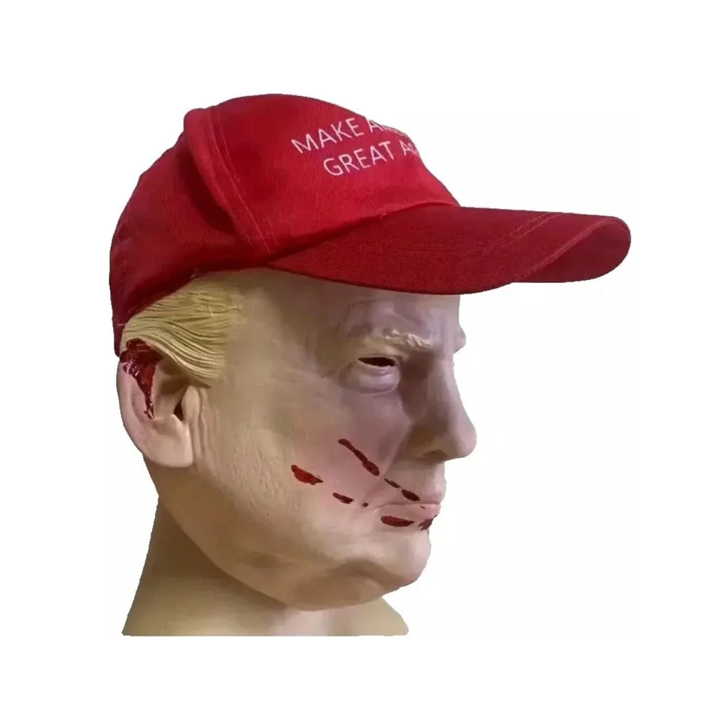 Donald Trump HALLOWEEN Latex Mask Bloody Ear MAGA President Costume Party New